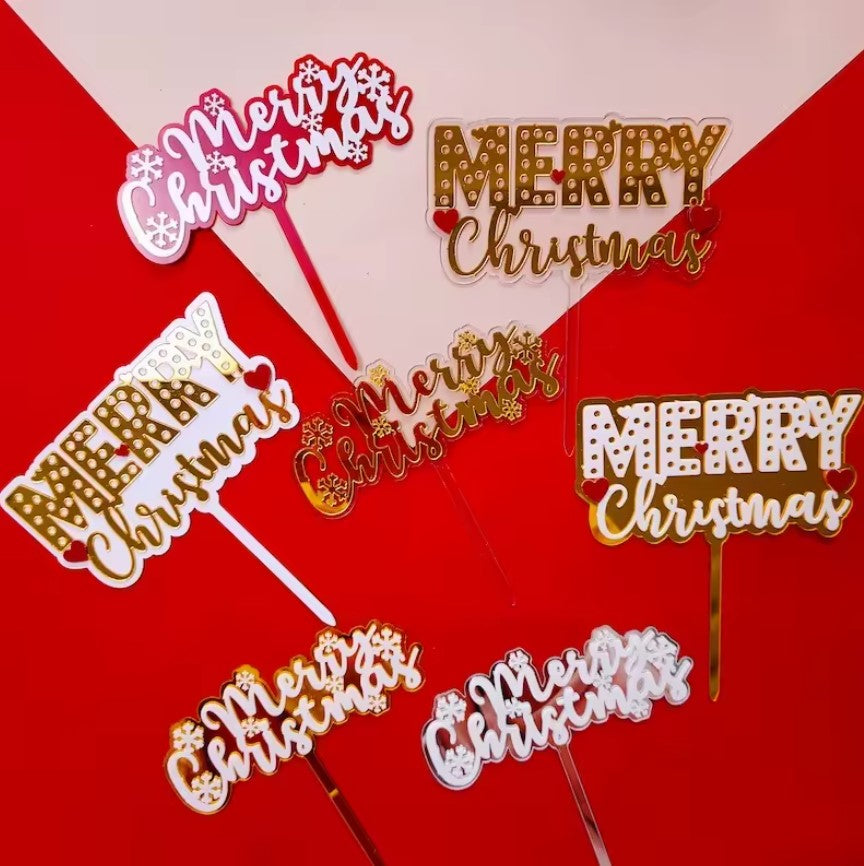Merry Christmas Acrylic Cake Topper