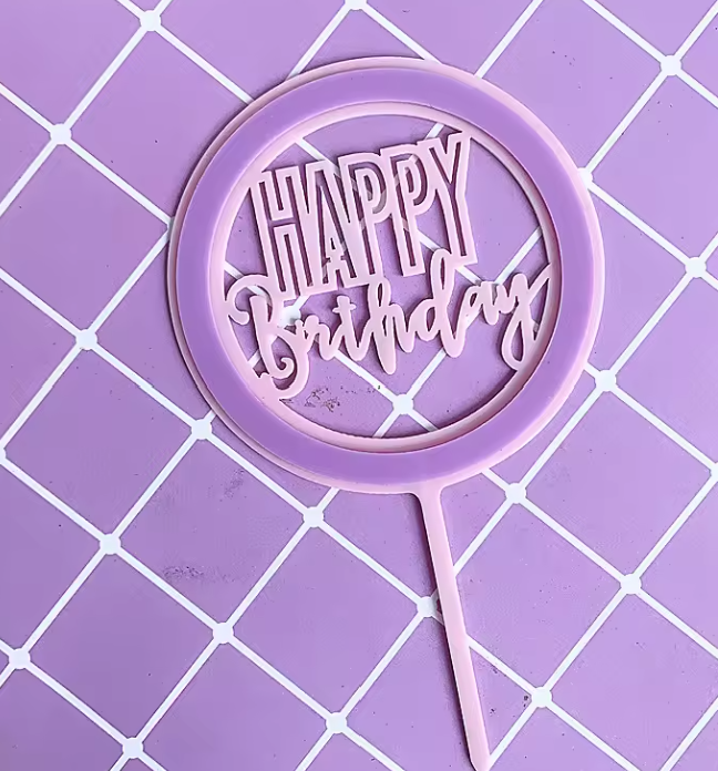Round Happy Birthday Cake Topper
