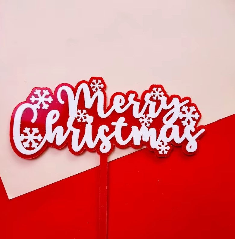 Merry Christmas Acrylic Cake Topper