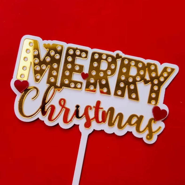 Merry Christmas Acrylic Cake Topper