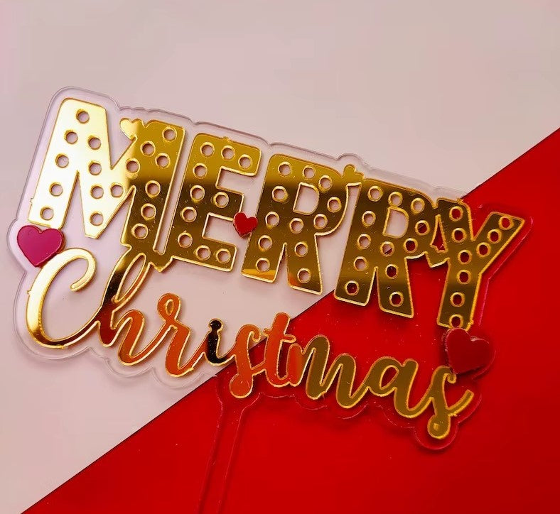 Merry Christmas Acrylic Cake Topper