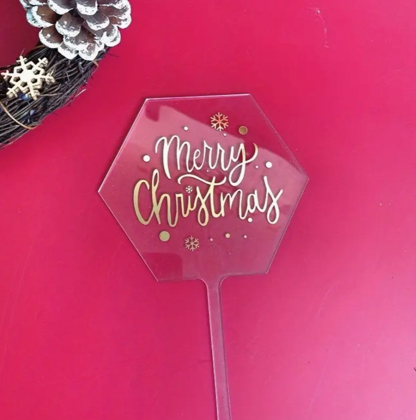 Merry Christmas Acrylic Cake Topper