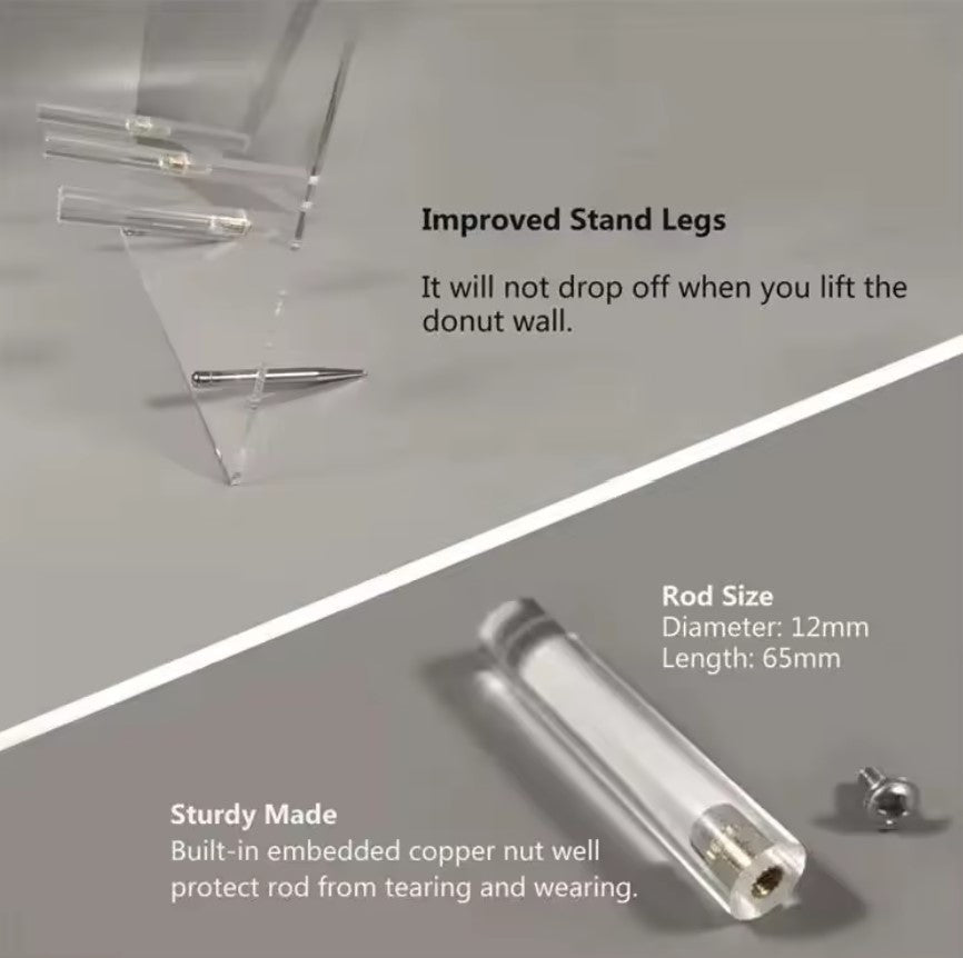 12PCS CLEAR ACRYLIC DONUT STAND