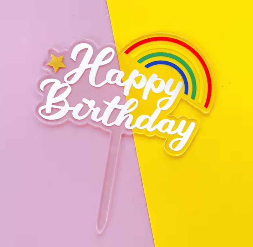 Rainbow Happy Birthday Cake Topper