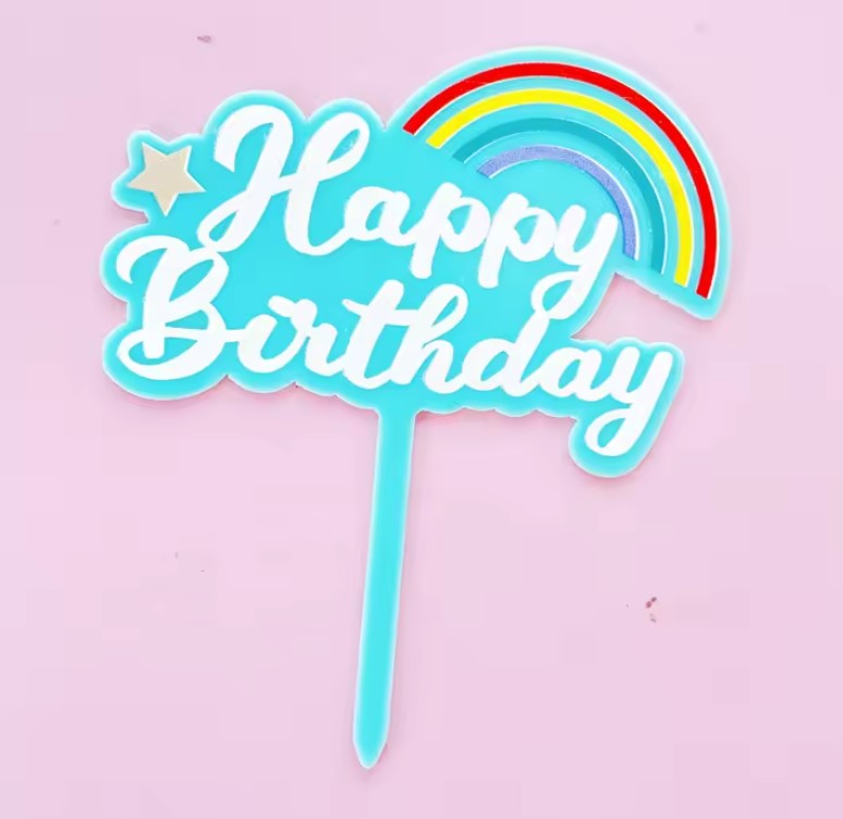Rainbow Happy Birthday Cake Topper