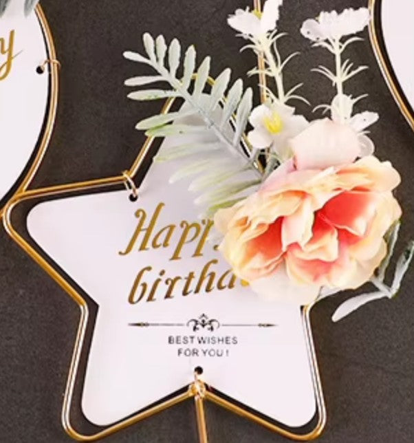 Metallic Happy Birthday Cake Topper