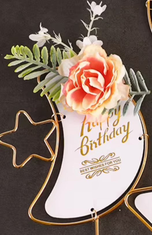 Metallic Happy Birthday Cake Topper