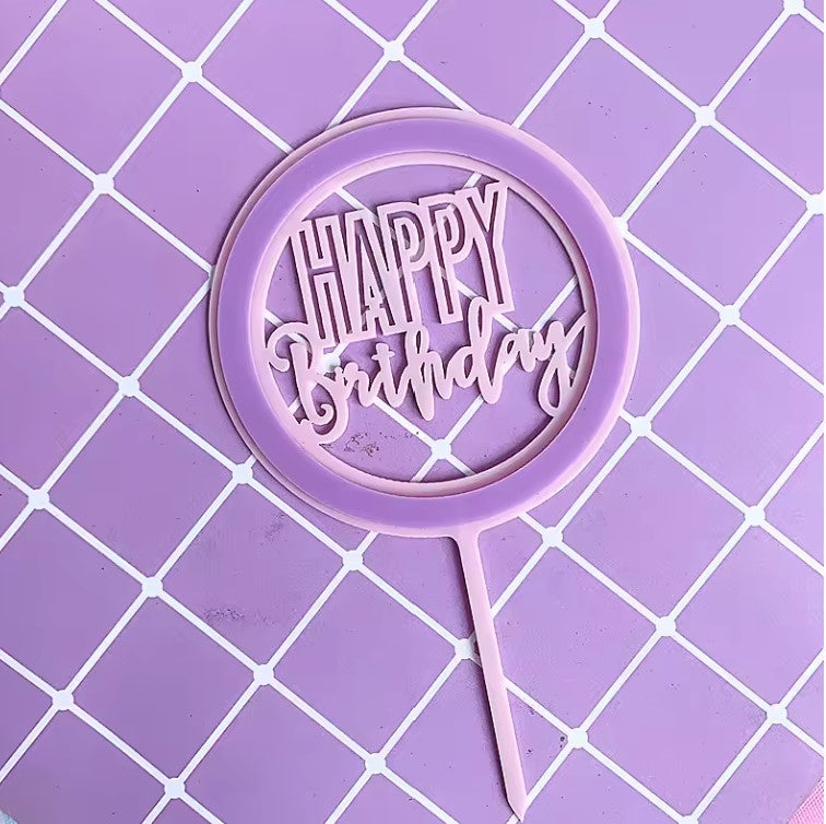 Round Happy Birthday Cake Topper