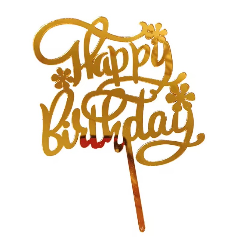 Happy Birthday Cake Topper With Flower
