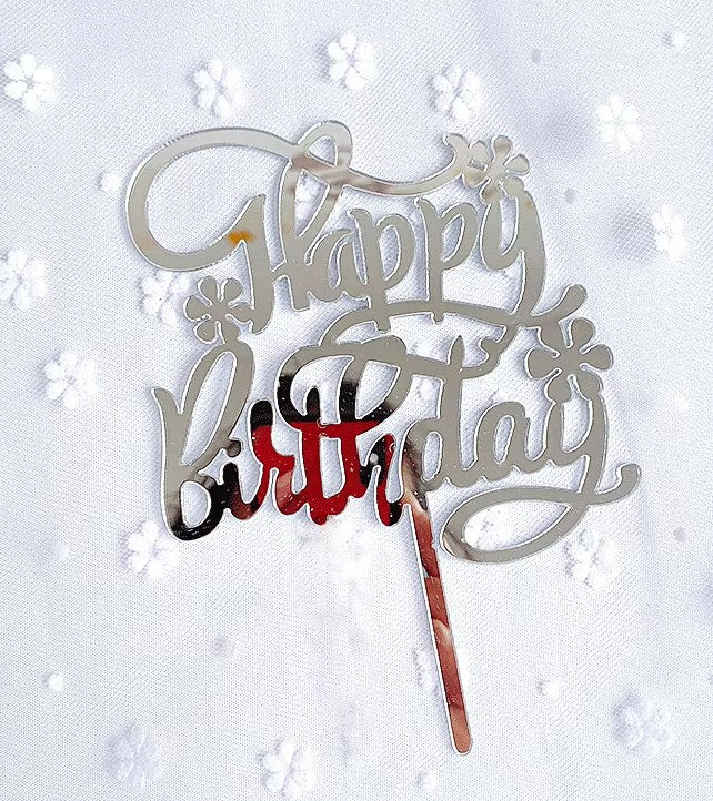 Happy Birthday Cake Topper With Flower