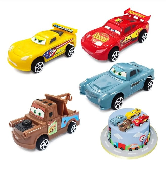 Lightning McQueen Car set Of 4 Cake Topper