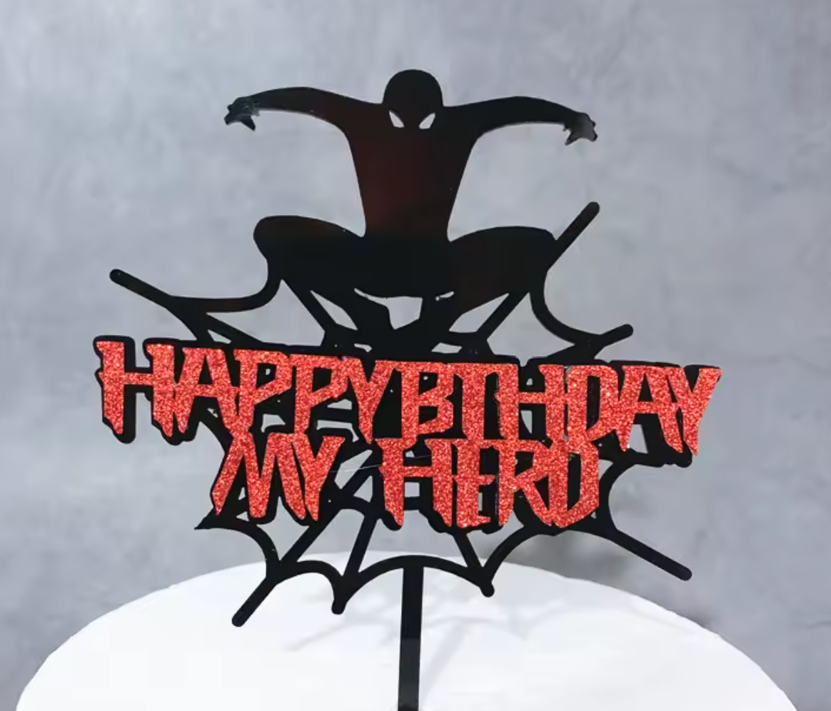 Happy Birthday My Hero Spiderman Cake topper