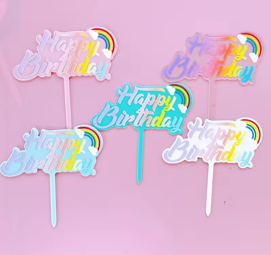 Rainbow Happy Birthday Cake Topper