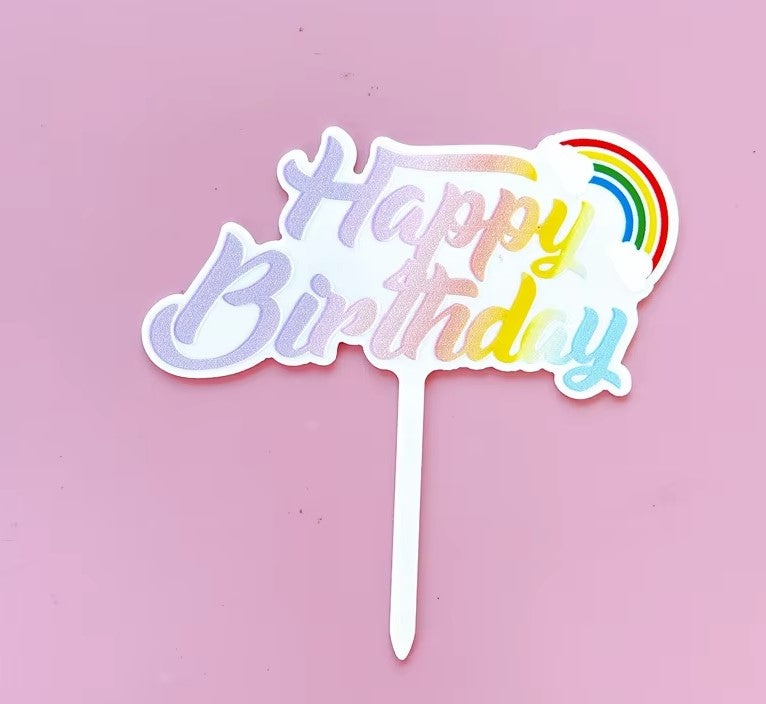 Rainbow Happy Birthday Cake Topper