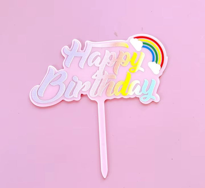 Rainbow Happy Birthday Cake Topper