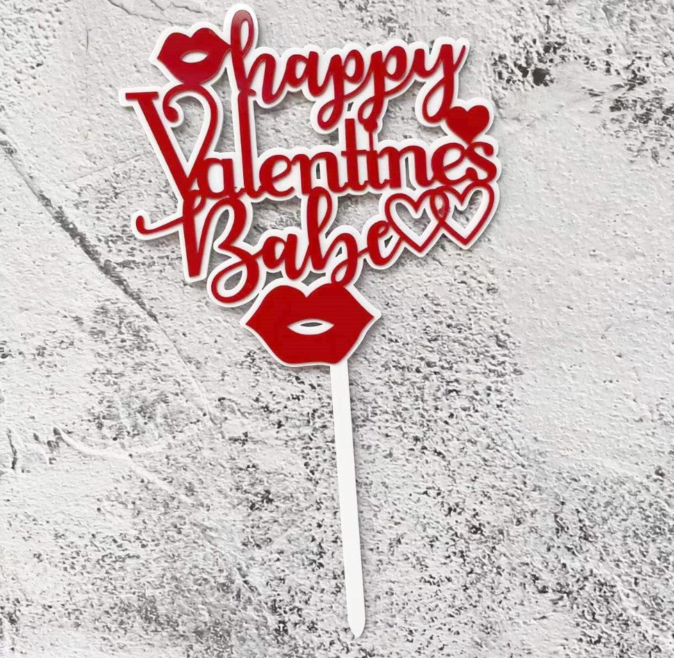 Happy Valentine Acrylic Cake Topper