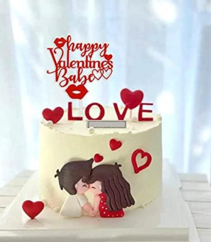 Happy Valentine Acrylic Cake Topper