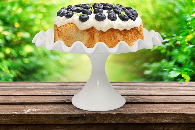 CERAMIC CAKE STAND WITH SCALLOPED EDGES