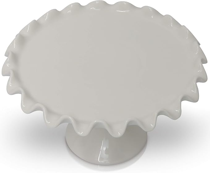 CERAMIC CAKE STAND WITH SCALLOPED EDGES