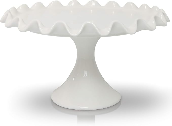 CERAMIC CAKE STAND WITH SCALLOPED EDGES