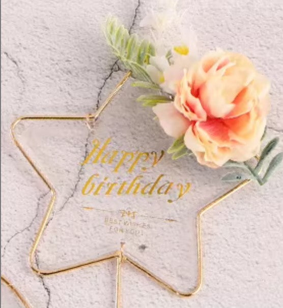 Metallic Happy Birthday Cake Topper